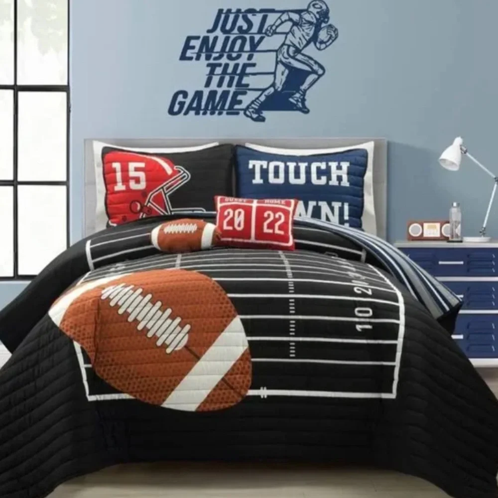5 Piece American Football Reversible Bedding Set New Queen